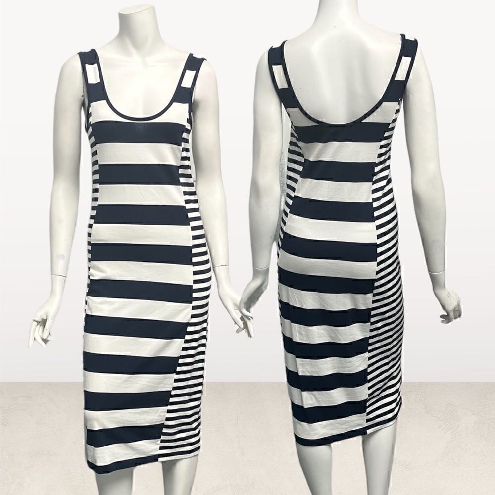 French‎ Connection Blue & White Stripped MIDI Tank Dress Nautical